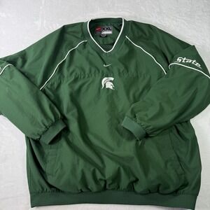 VTG Michigan State Spartans Nike Center Swoosh Pullover Mens 2XL Jacket Y2K TEAM